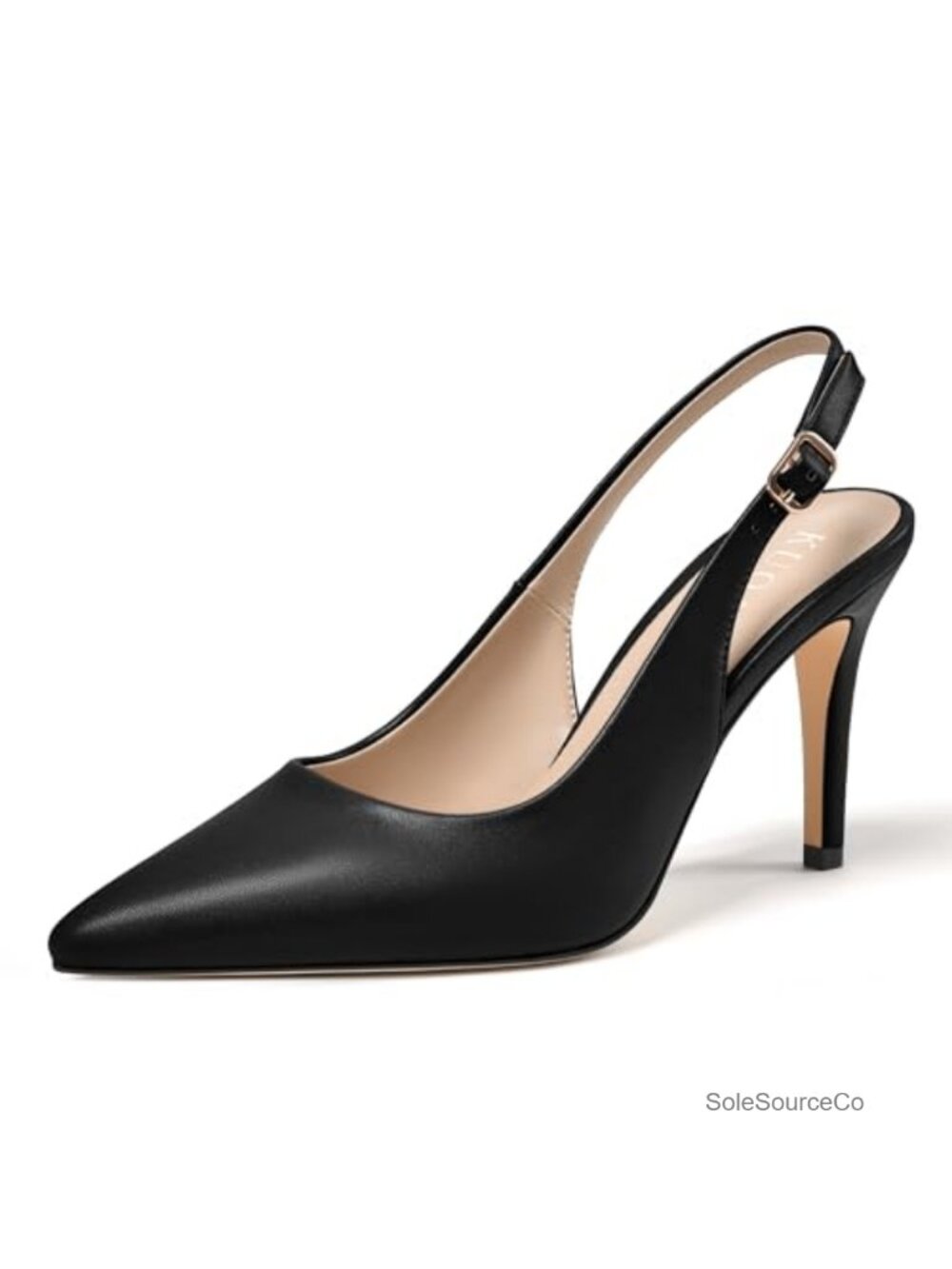 Slingback Heels Women Pointed Toe Stiletto Pumps High Heels Faux Leather Slip